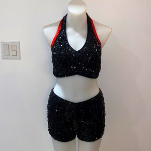 Black & Red Sequin Set